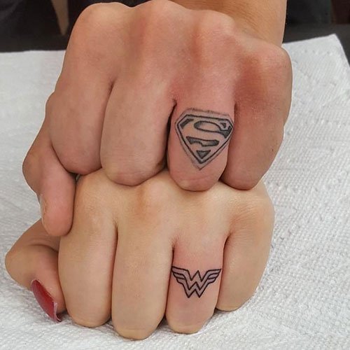 Tatuaż ślubny - superbohaterowie - superman i wonder woman